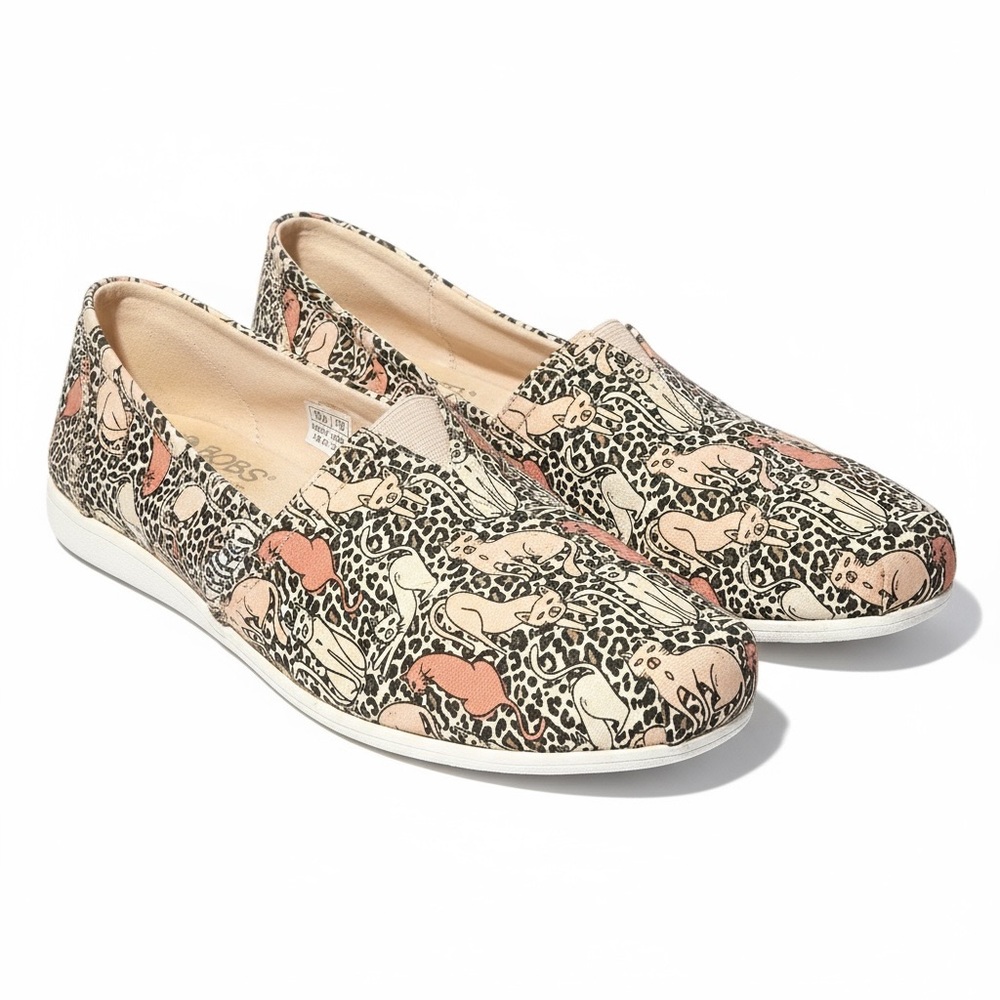 BOBS For Cats From Skechers Memory Foam Cat/Leopard Print Slip On Shoes.Size 8.5